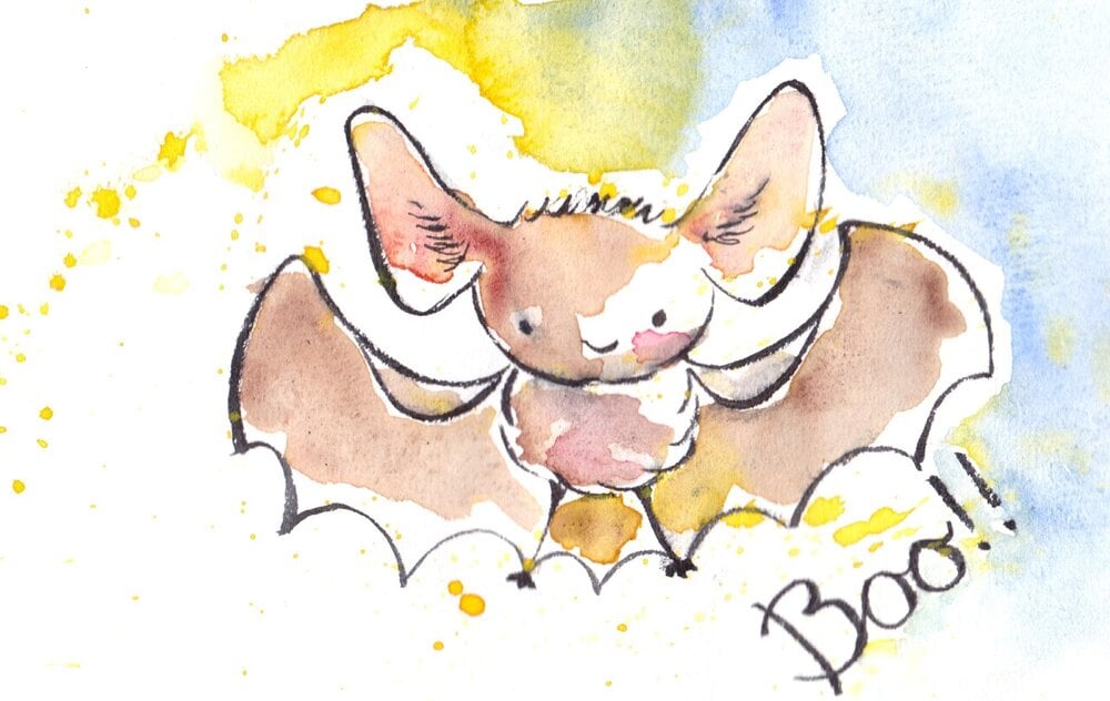 A cute bat by Skillshare student Anne-Lieke Struijk.