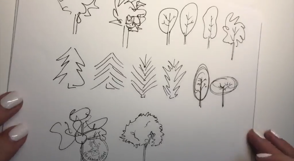 Bäume können mit ein paar Strichen gezeichnet werden. 