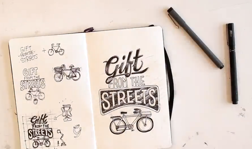 A snapshot of Skillshare instructor  Rylsee ’s sketch work from his hand lettering class.