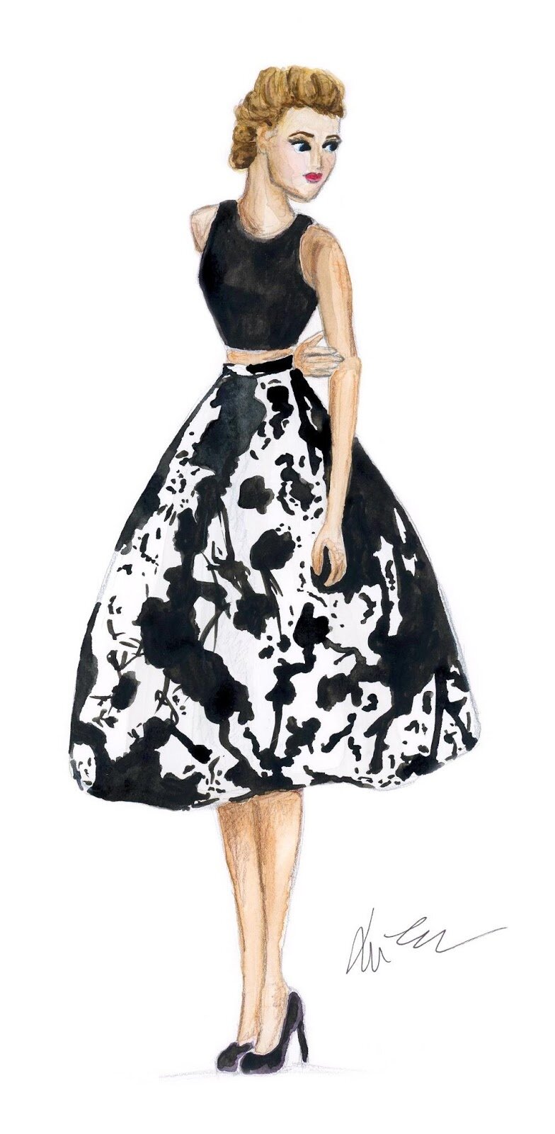 A drawing inspired by a real fashion collection, by Skillshare student Kara Endres. 