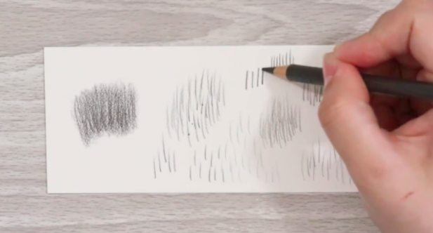 Create different fur textures using a combination of short and long pencil strokes.