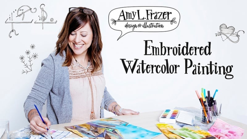 Amy will demonstrate how to embellish watercolors with embroidery