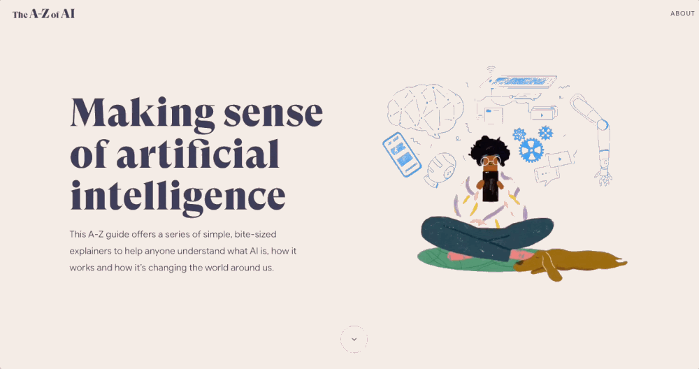 Image via  https://atozofai.withgoogle.com/intl/en-US/   The illustrated website for A-Z of AI, a Google project.