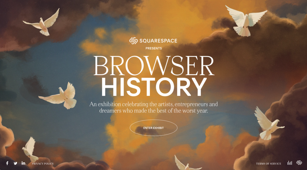 Image via  https://browserhistory.squarespace.com/    The immersive illustrated website for Squarespace’s Browser History exhibition.