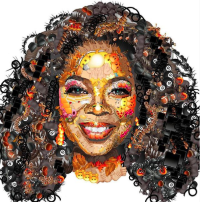 Emoji artist  Jake Yung  created this portrait of Oprah Winfrey using entirely emoji!