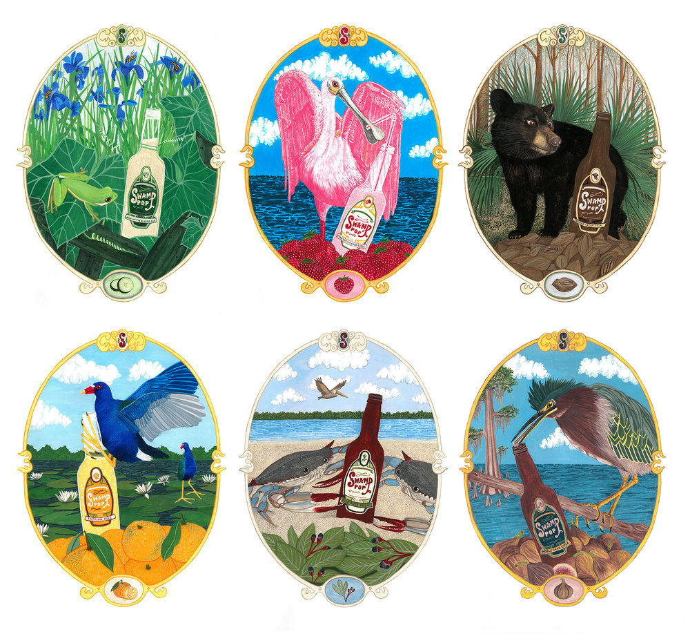 Swamp Pop Soda poster designs by Nora Patterson (image courtesy of the artist)