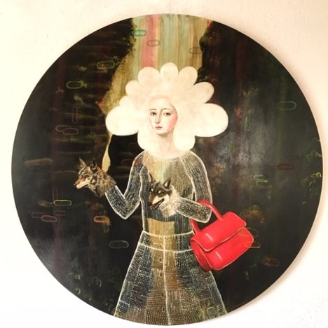 ‘Her Hands are Wild and Dangerous’ (Acrylic on panel, 48” diam., 2018) © Anne Siems