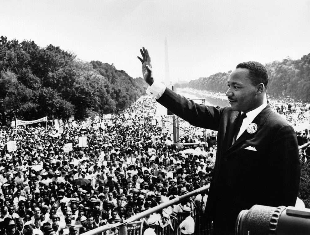 Martin Luther King Jr. on the steps of the Lincoln Memorial where he delivered his famous, “I Have a Dream,” speech during the Aug. 28, 1963, March on Washington, D.C.