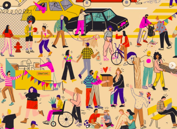In this illustration created for Lyft, Abbey Lossing expertly incorporated the brand’s vibrant pink brand color.