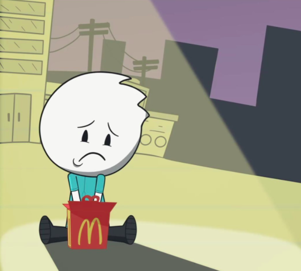 Alex Clark shares a still from his video, “My Pretty McDonald’s Princess,” part of his weekly animated series on YouTube.