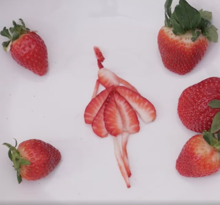 Rodgers’ finished strawberry art.