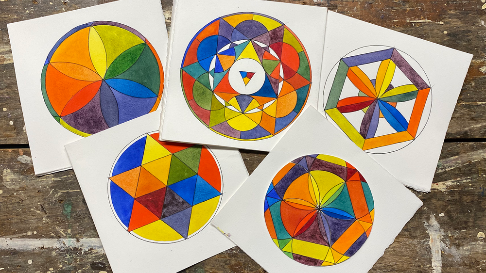A roda de cores, apresentada através de desenhos de mandala