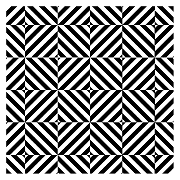 A simple black-and-white geometric design by Peter Bone.