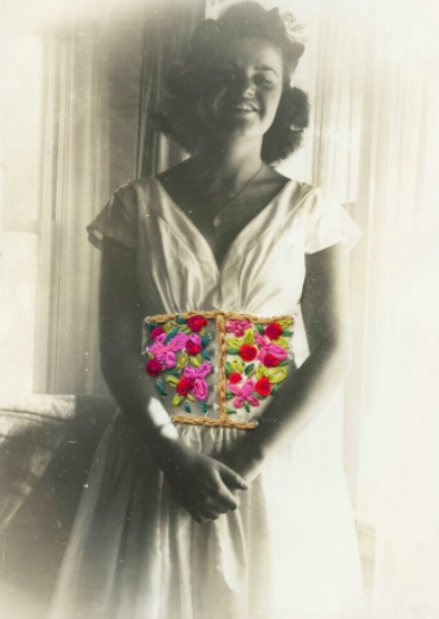 “The Dress (embroidery on found vintage photography)” by Andrea Farina