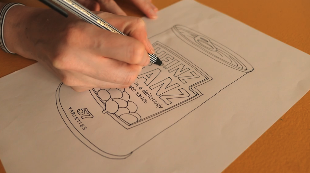Illustrator and Skillshare instructor Mel Rye uses contact or tracing paper to create a line drawing that can later be scanned and digitized for final touch-ups.