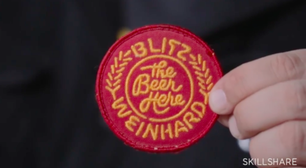 The fruits of Draplin’s work ethic: a patch he designed for Blitz Weinhard.