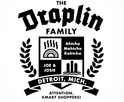 Though Draplin isn’t afraid to operate apart from traditional workplace norms, he incorporates connection and keeps his motivations close by, as seen in this family crest that he designed as an example for one of his Skillshare courses.
