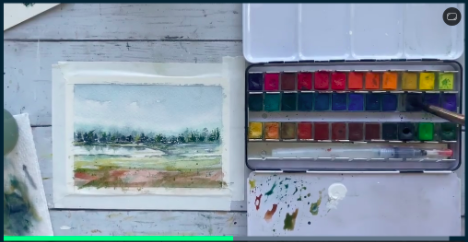 To add movement to your illustration, use a wet brush to create loose lines in the foreground and a splatter technique.