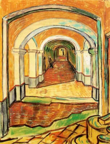 Corridor of Saint Paul Asylum in Saint Remy  by Vincent Van Gogh 