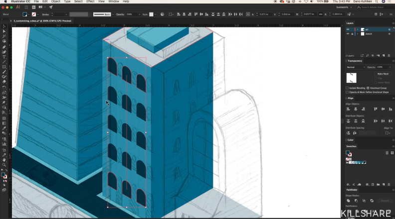 From DKNG Studios’ Skillshare Original, “3D Illustration: Creating Isometric Designs in Adobe Illustrator”