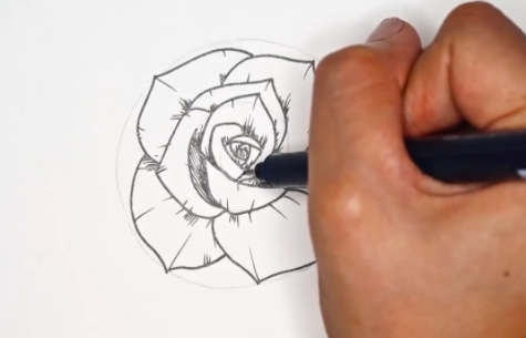 Lines to add shading help bring depth to your rose.