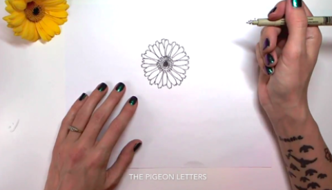 Start by drawing the main layer of petals before adding background extras.