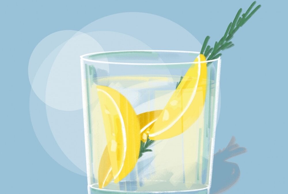 Isometric illustration of a lemon cocktail by Skillshare student Katrin K.