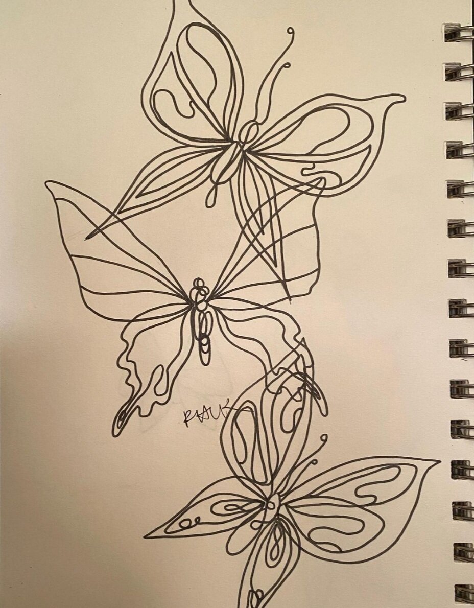 Butterfly line sketch by Instagram user   @rivkartt