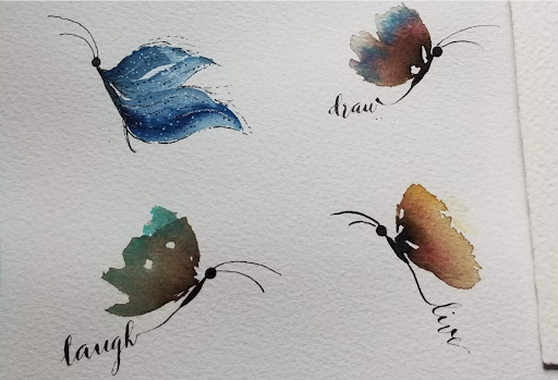 These delicate butterfly side views were painted in watercolor by Skillshare student Miriam Matsuda. 