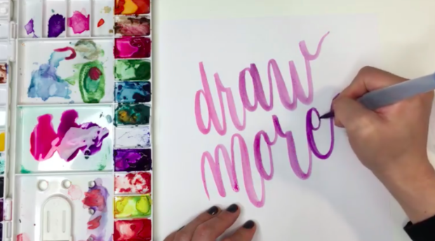 A watercolor pen with a flexible tip allows you to achieve thick downstrokes and thin upstrokes, creating the unique look of brush lettering.