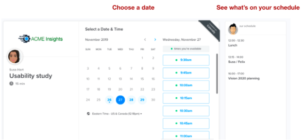 Calendly allows people to schedule with you automatically—no back and forth needed.