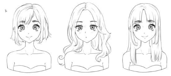 anime hair drawing step by step