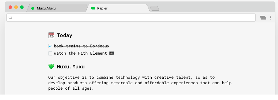 Source : Papier is a simple note-taking app that you can easily tie into your browser.