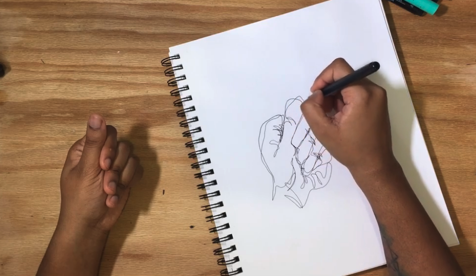 Following the outside edges of your object when you’re not looking helps to keep your pen aligned with what your eyes are seeing.