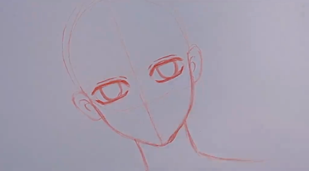 Add the eyes first, as these are the most important facial feature on anime characters.