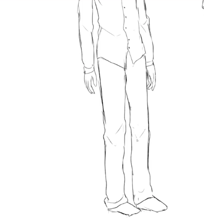 Draw around the outside of the leg lines before erasing these to create a baggy pants look on your character.