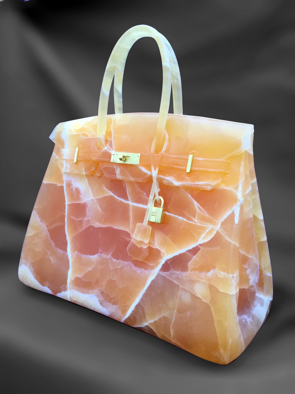 Eye Candy (orange calcite with gold leaf) by Barbara Segal