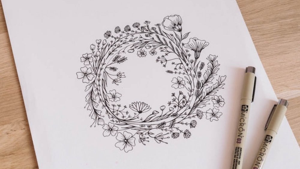 Image réalisée par Marielle H., étudiante de Skillshare, dans le cadre du cours de Peggy Dean, intitulé « Botanical Line Drawing » (Illustration botanique au trait).