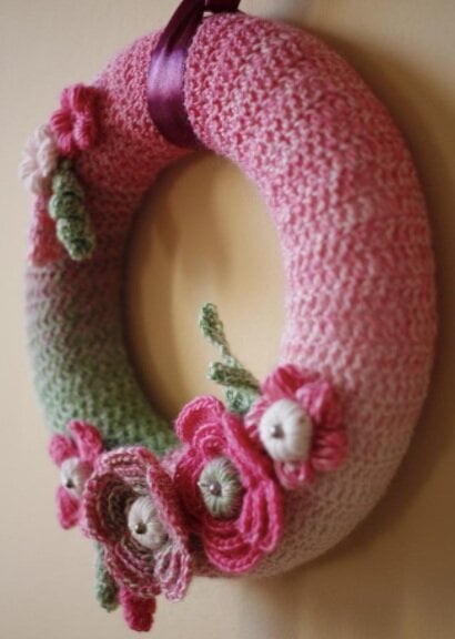 crochet floral wreath