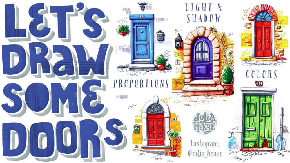 Up your urban drawing skills by learning to d raw doors with Julia