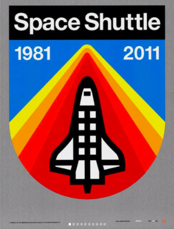 Aaron Draplin created this retro poster as a tribute to the NASA space shuttle program. | Retro Design Mega Guide by Skillshare