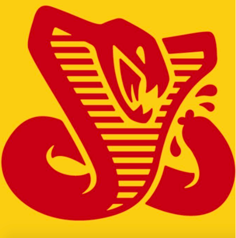 This logo, designed by Aaron Draplin, was created to elevate the brand of food truck Cobra Dogs. | Retro Design Mega Guide by Skillshare