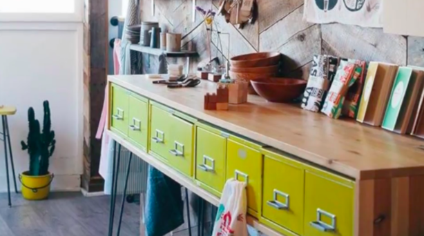 Updating your storage with some modern, bright colors can bring happiness into your workspace. 