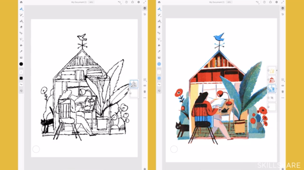 Image from Lisk Feng’s Skillshare Original, “Creative Digital Illustration: Learn to Use Adobe Fresco”