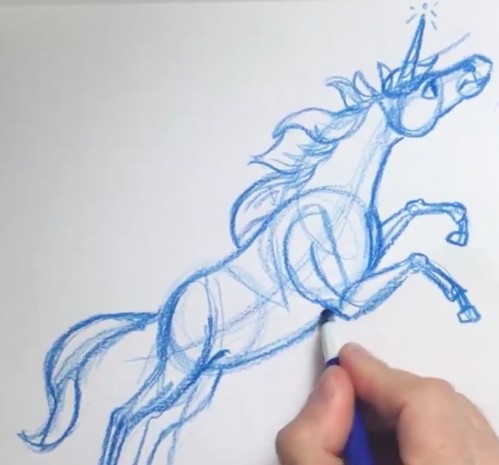 Your unicorn’s face, horn, mane, and forelock complete the outline.