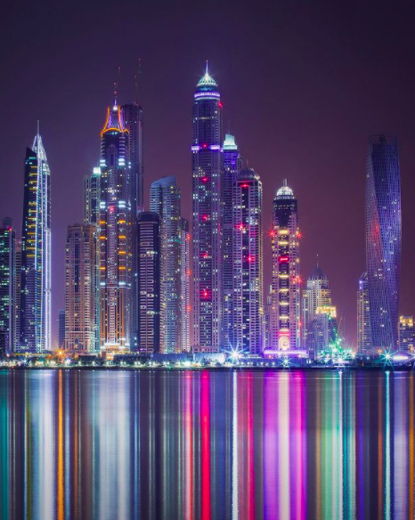 A time-lapsed photo of Dubai by Michael Shainblum.