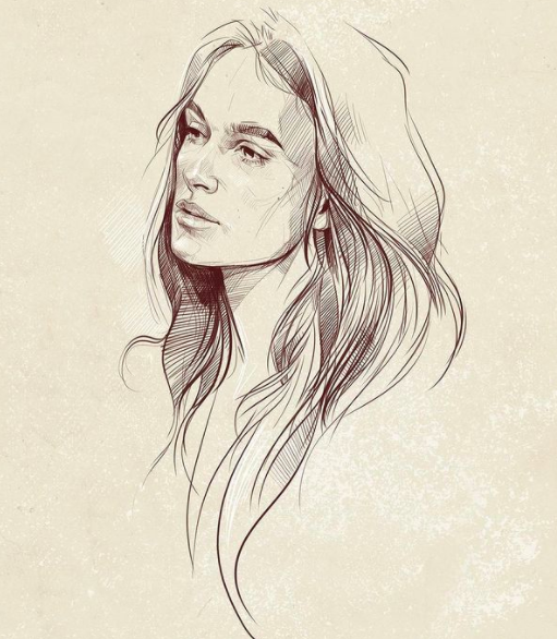 Image via  Instagram    A beautiful portrait of a woman by illustrator, Aneta Fontner-Dorożyńska.
