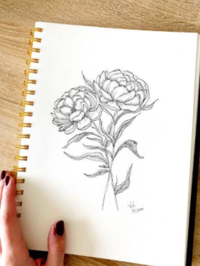 A beautifully detailed peony by Skillshare student Brookelle J.