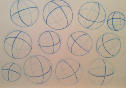 Esboçar esferas simples é uma ótima prática para desenhos de natureza mais complexos.