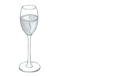 Dieses einfache Weinglas ist eine Übung in der Perspektive.